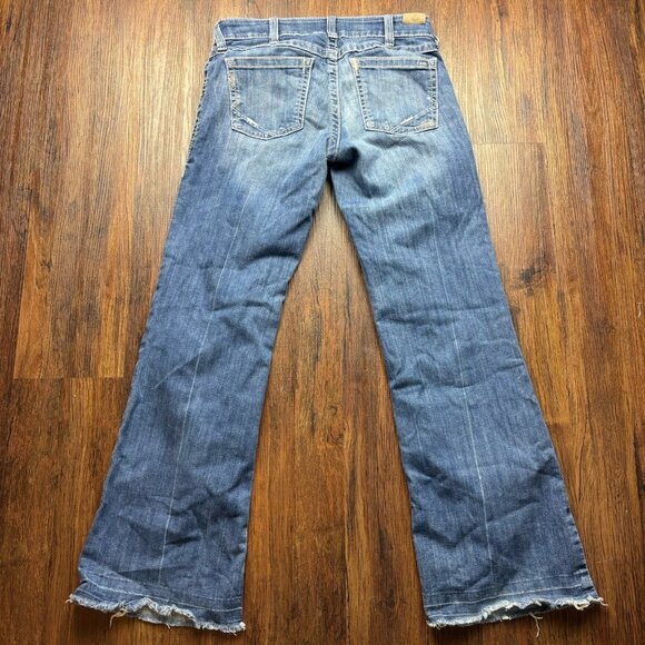Ariat Trouser Bootcut Jeans Distressed Medium Wash Raw Hem Women’s Size 30r - Picture 3 of 12